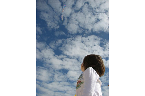 Vliegeren op het strand